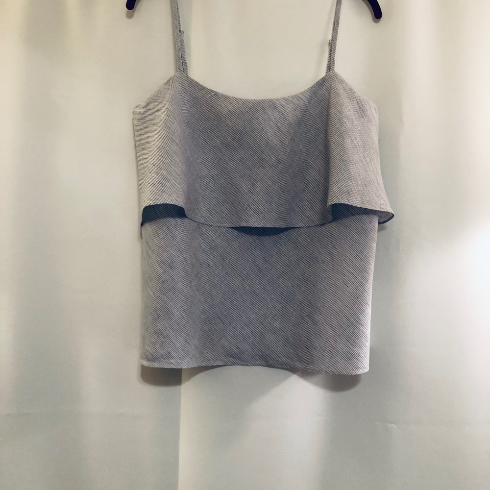 Saks Two Tier Slate Blue Variegated Striped Cami